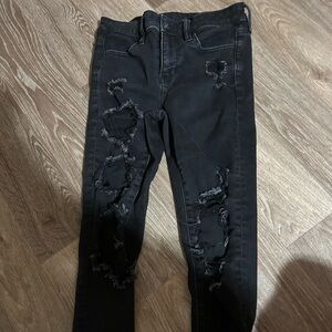 Black American Eagle Ripped Skinny Jeans